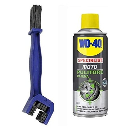 Motorcycle chain cleaner kit WD 40 + chain cleaning brush