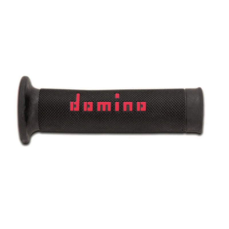 Domino PAIR OF TWO-TONE RED/BLACK GRIPS FOR ROAD / RACING MOTORCYCLES