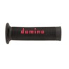 Domino PAIR OF TWO-TONE RED/BLACK GRIPS FOR ROAD / RACING MOTORCYCLES