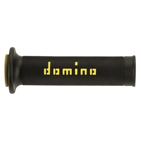 Domino PAIR OF TWO-TONE BLACK/YELLOW GRIPS FOR ROAD / RACING MOTORCYCLES