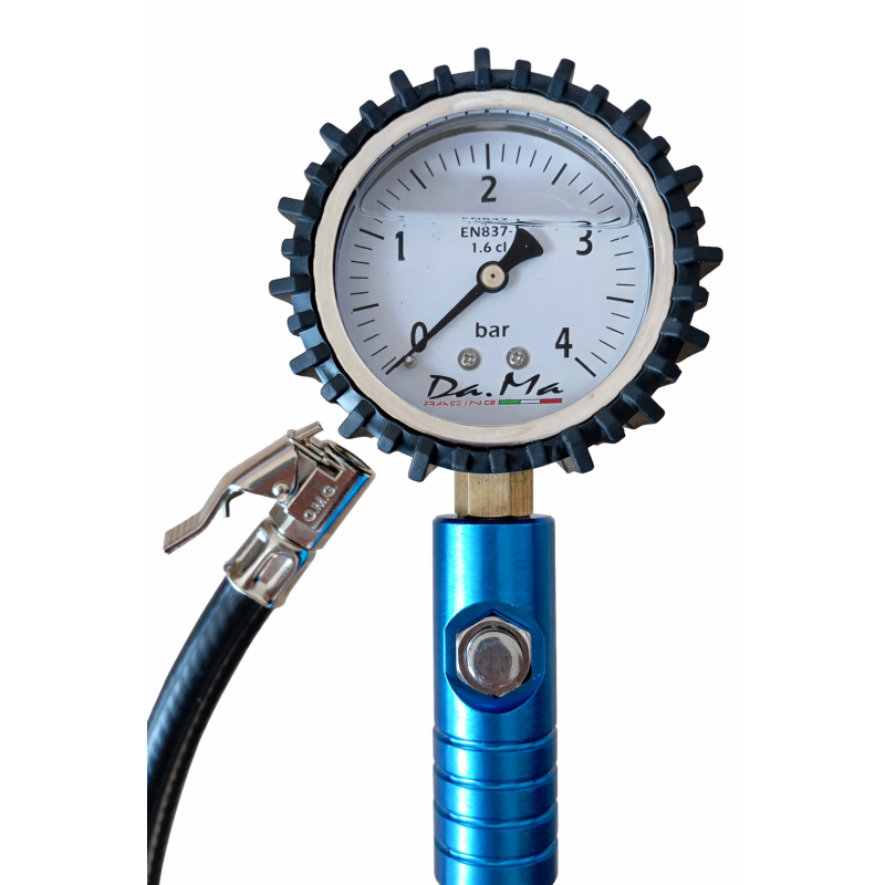 Manometro Pressione Pneumatici Professionale Ø63 mm, Quadrante a Bagno d’Olio Siliconico, Made in Italy
